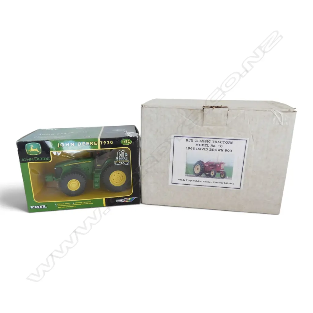 2 BOXED MODEL TRACTORS; JOHN DEERE 7920 SCALE 1:32 & RJN CLASSIC 1965 DAVID BROWN 990 Image 1++