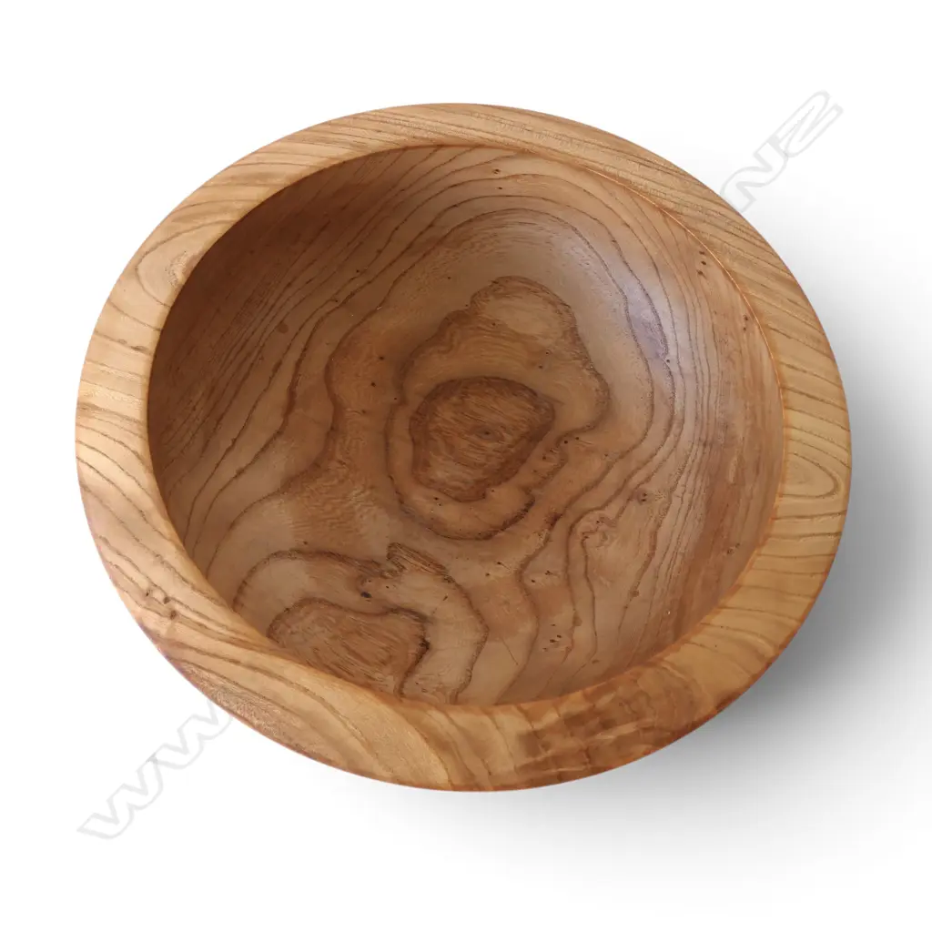 N.Z. TIMBER TURNED WOOD BOWL signed Graeme Mcintyre Dia.350mm Image 1++