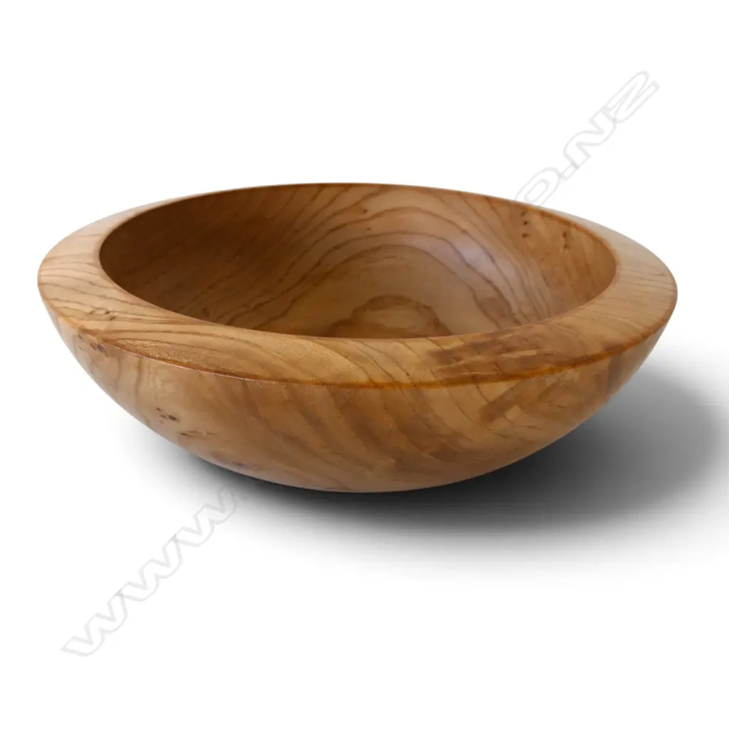 N.Z. TIMBER TURNED WOOD BOWL signed Graeme Mcintyre Dia.350mm Image 1++