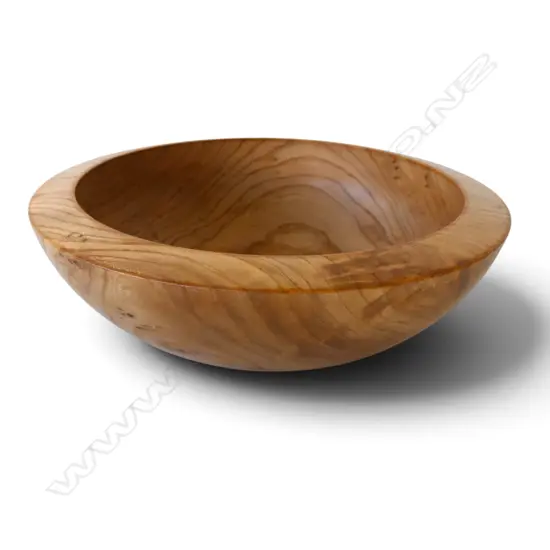 N.Z. TIMBER TURNED WOOD BOWL signed Graeme Mcintyre Dia.350mm