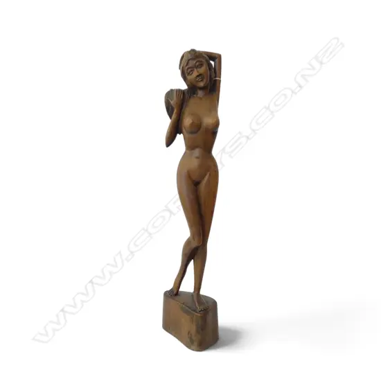 TALL CARVED HARDWOOD FIGURE NAKED LADY H550MM