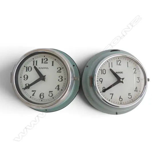 2 VINTAGE WALL CLOCKS; KAPPA & NHE 210mm dia