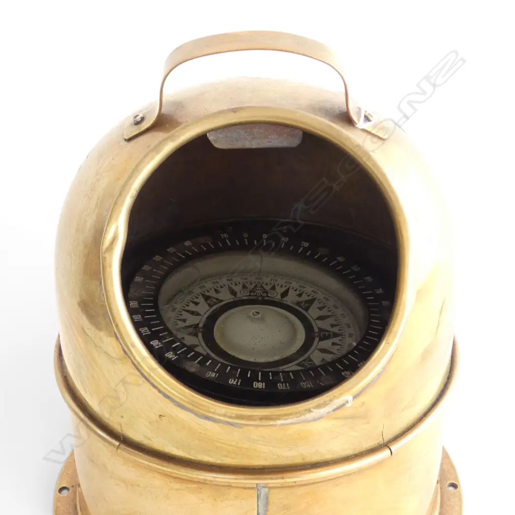 VINTAGE BRASS BINNACLE COMPASS H.250mm Image 1++
