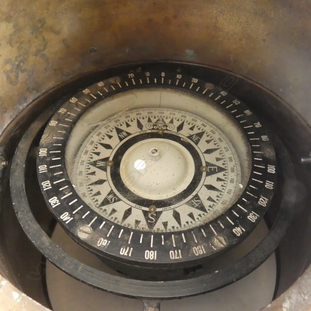 VINTAGE BRASS BINNACLE COMPASS H.250mm Image 1++