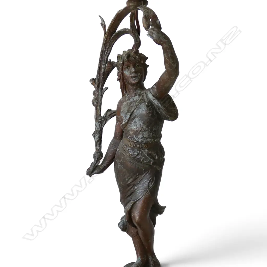 A CLASSICAL FIGURED TABLE LAMP WITH GLASS SHADE 710MM (H) Image 1++
