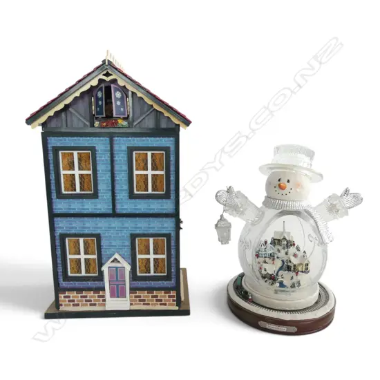 2 XMAS DECORATIONS; HOUSE H.420mm, SNOWMAN