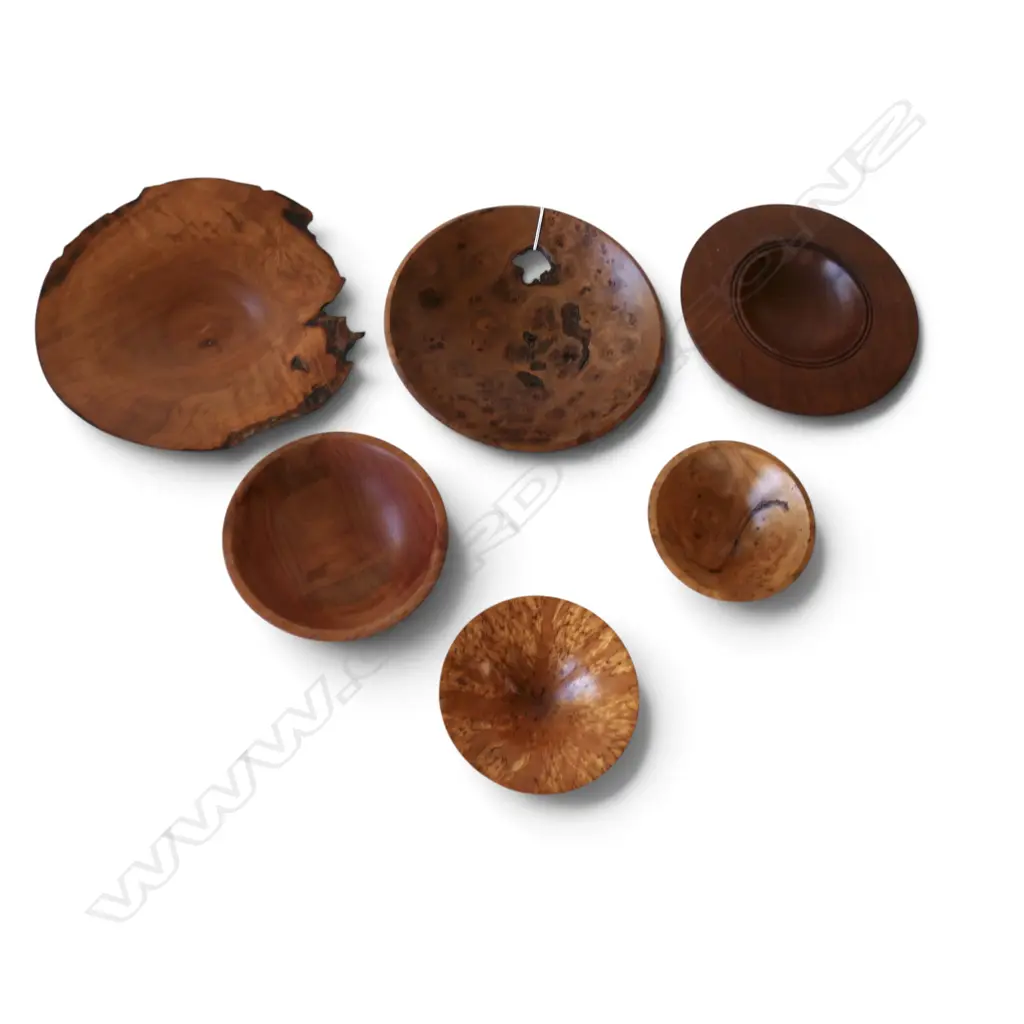 6 TURNED WOODEN BOWLS 200mm dia Image 1++