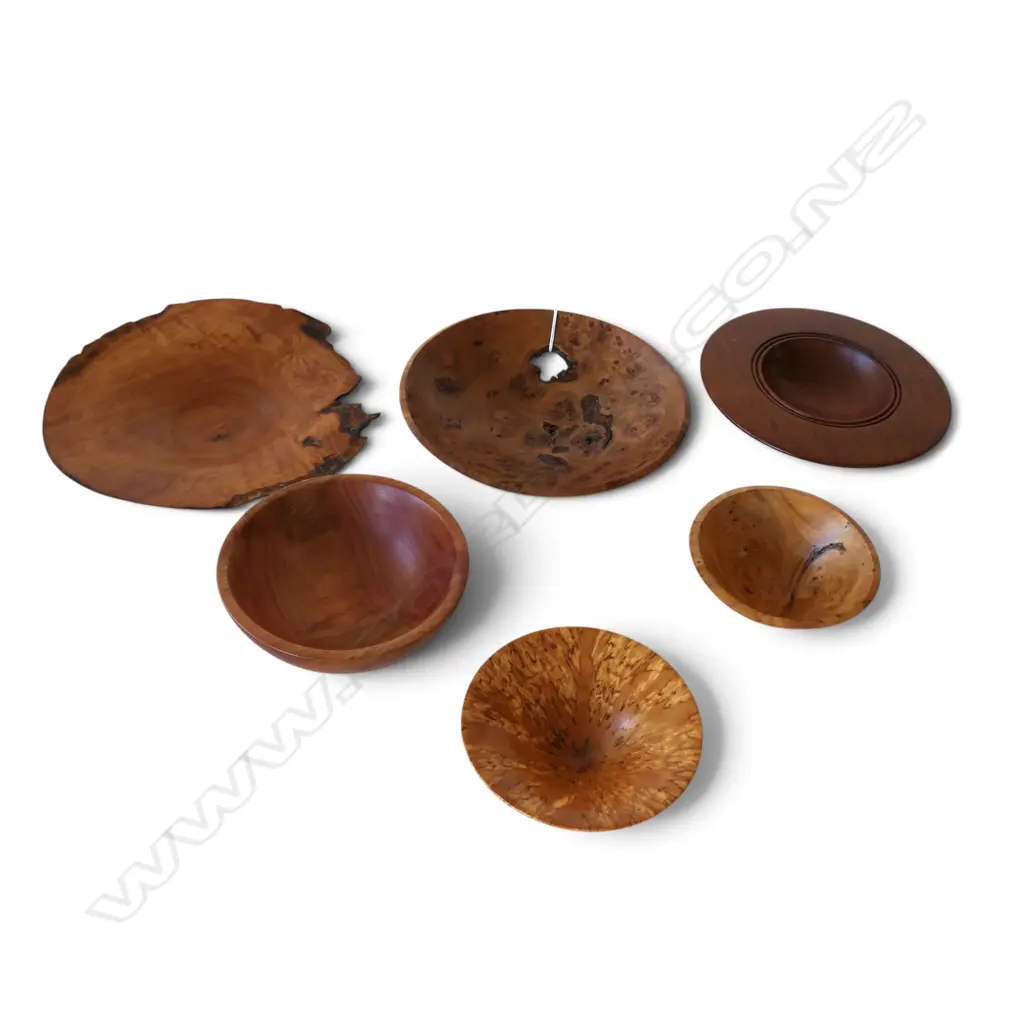 6 TURNED WOODEN BOWLS 200mm dia Image 1++
