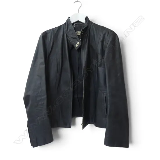 SARAY BLACK LEATHER JACKET, HAND MADE IN AUSTRALIA SIZE 14