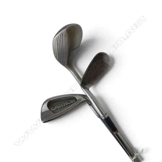 3 VINTAGE GOLF CLUBS INCL. A 'BEN HOGAN' UTILITY CLUB AND 2  VINTAGE GOLF BALLS
