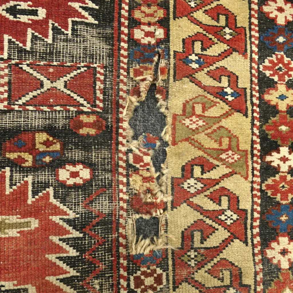 VINTAGE CAUCASIAN HAND KNOTTED ALL WOOL RUG faults 1550x1020mm Image 1++