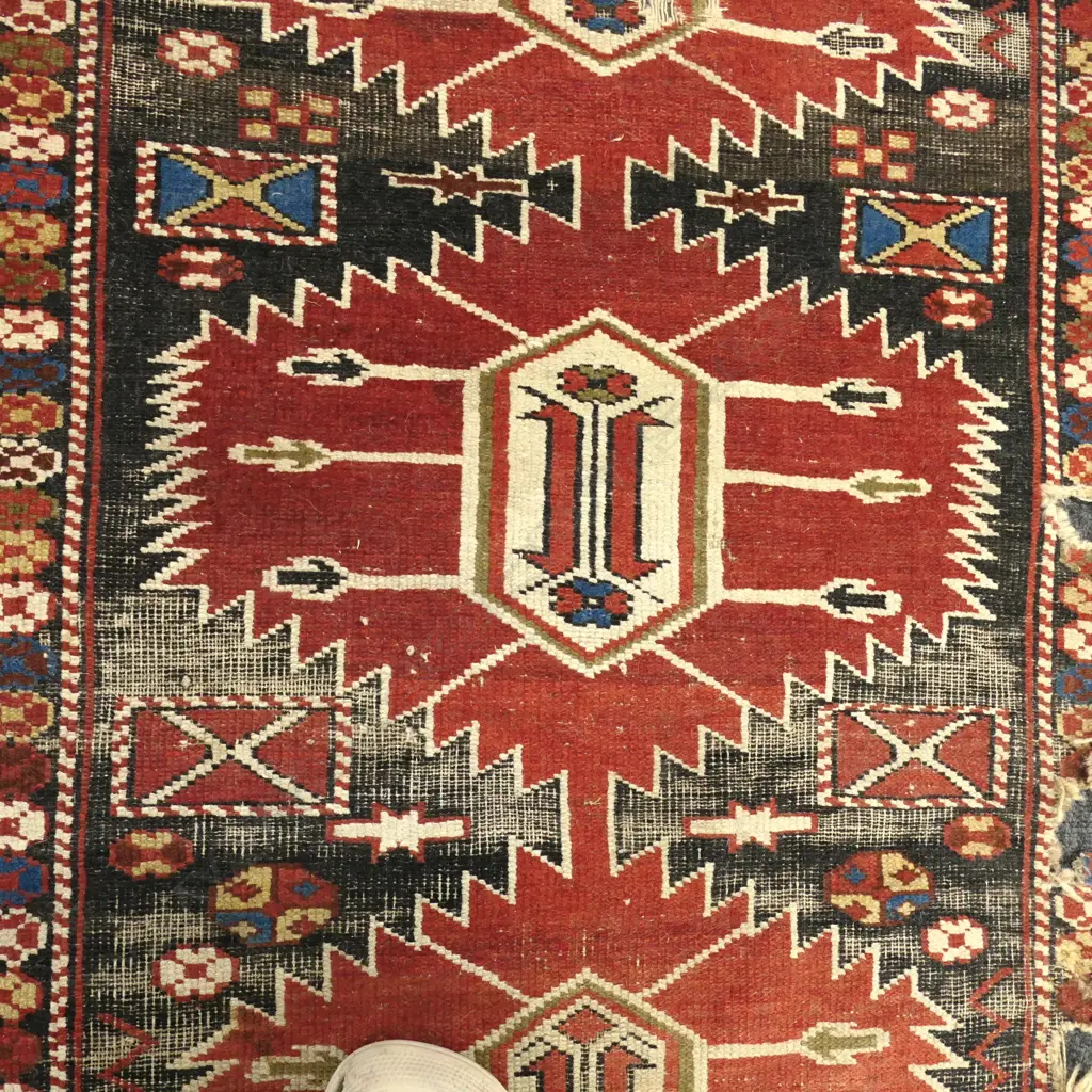 VINTAGE CAUCASIAN HAND KNOTTED ALL WOOL RUG faults 1550x1020mm Image 1++