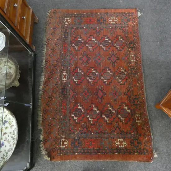 20thC TURKOMAN HAND KNOTTED ALL WOOL RUG 1440x920mm