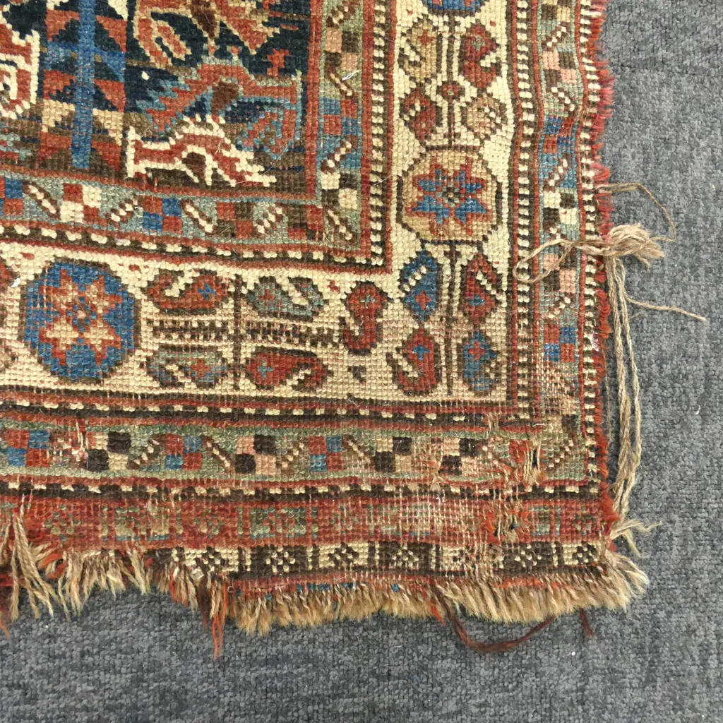 20thC HAND KNOTTED ALL WOOL RUG faults 2100x1420mm Image 1++