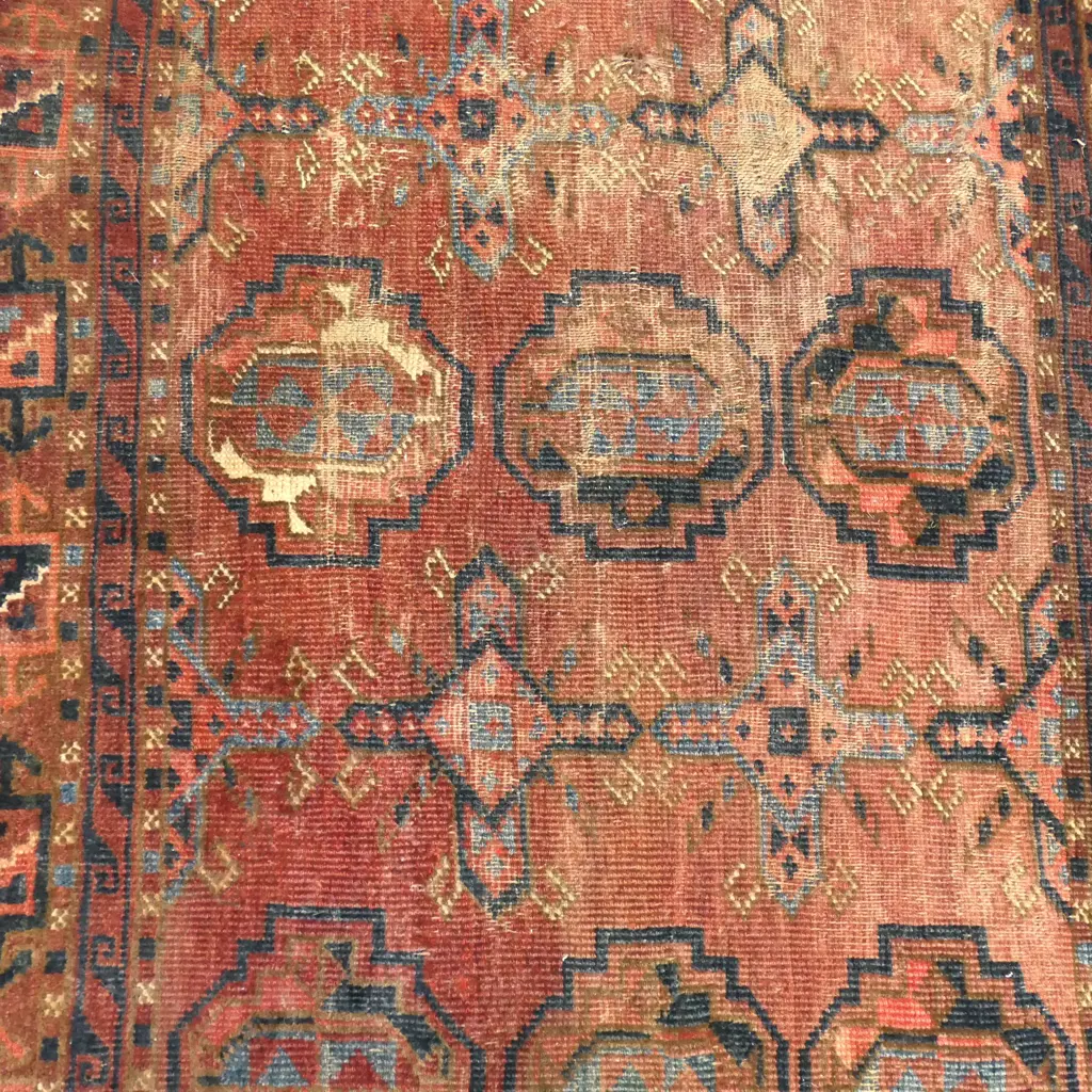 20thC TURKOMAN HAND KNOTTED ALL WOOL RUG 1385x900mm Image 1++