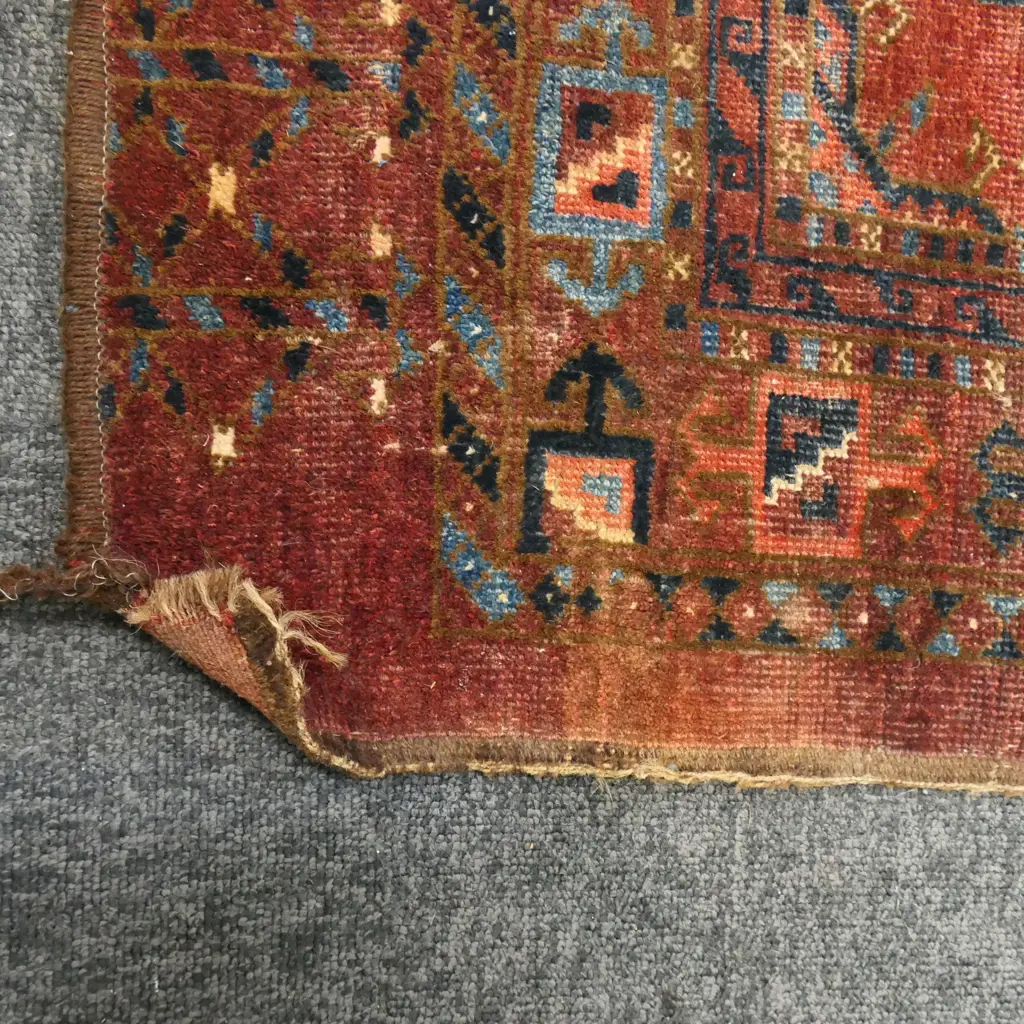 20thC TURKOMAN HAND KNOTTED ALL WOOL RUG 1385x900mm Image 1++
