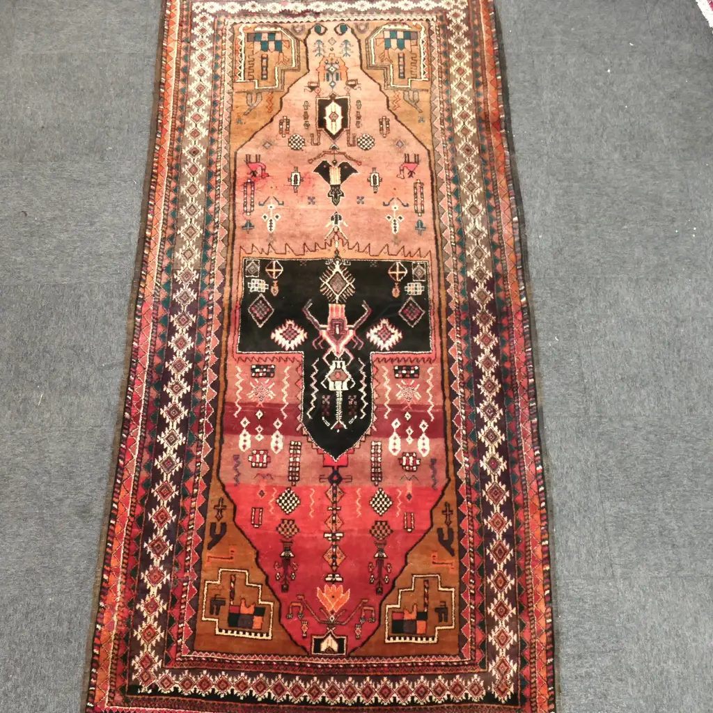 HAND KNOTTED ALL WOOL RUG insect damage to pile 2680x1350mm Image 1++