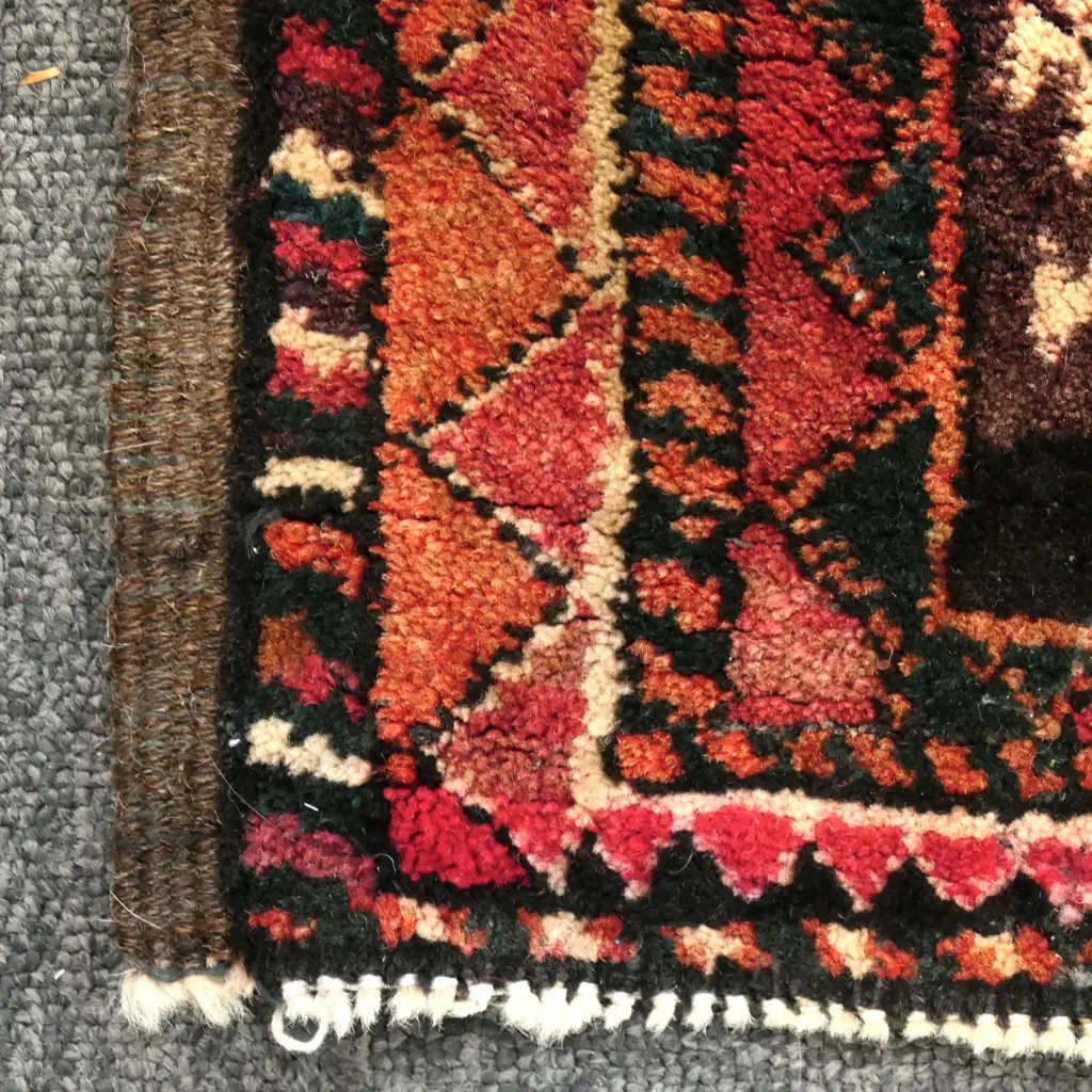 HAND KNOTTED ALL WOOL RUG insect damage to pile 2680x1350mm Image 1++