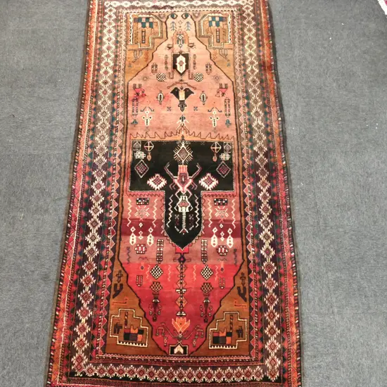 HAND KNOTTED ALL WOOL RUG insect damage to pile 2680x1350mm