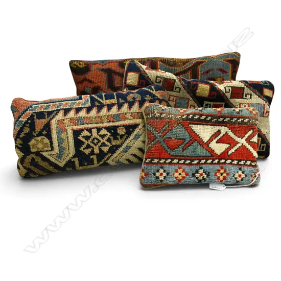 4 VINTAGE CARPET CUSHIONS W.440mm