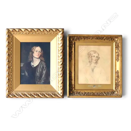 POSSIBLY SIGNED SEMPLE, 'MISS GARFORTH' 1857, PENCIL AND WATERCOLOUR IN PERIOD FRAME, 210 X 170MM + CANVAS PRINT 