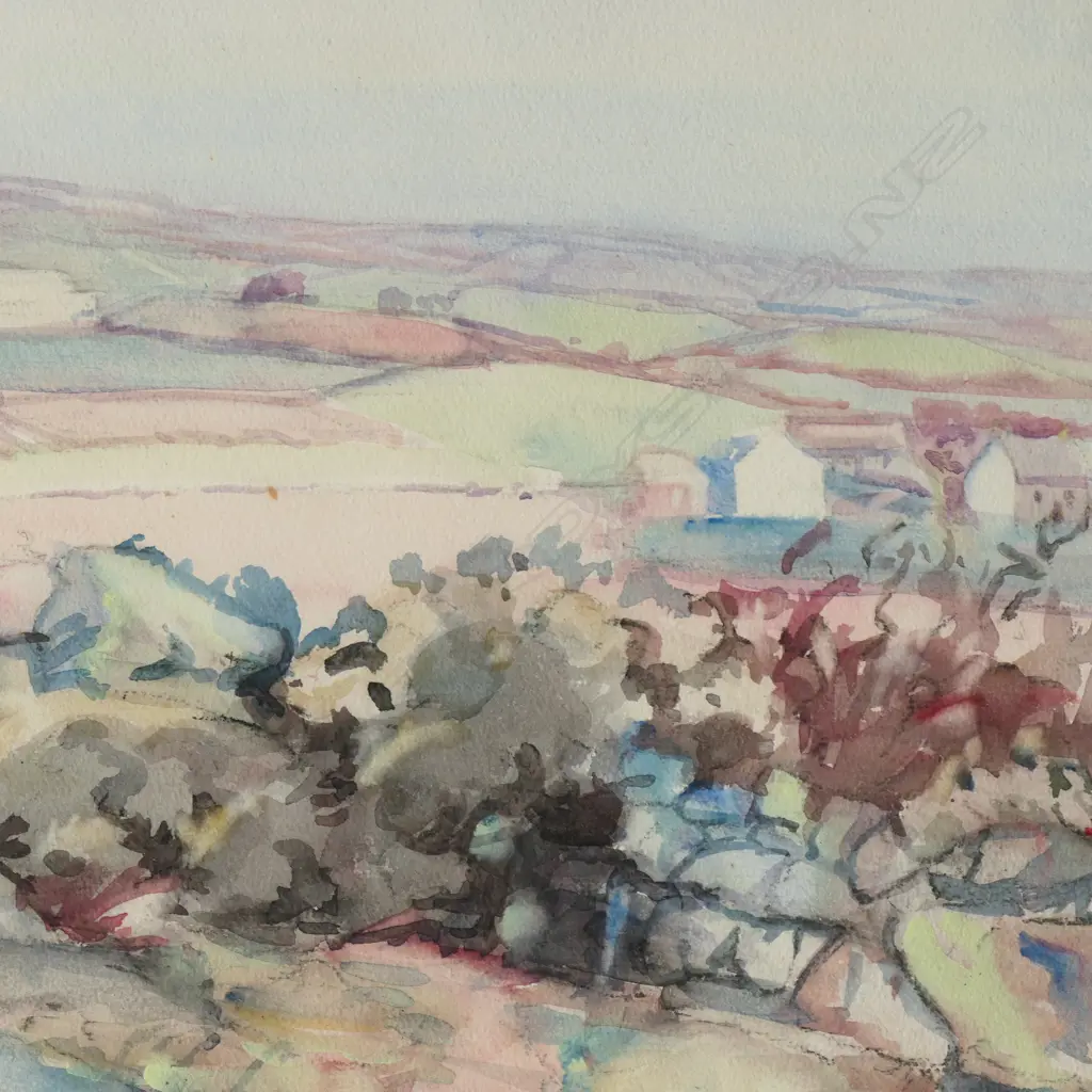 BEATRICE SEDDON, 'COTSWOLD LANDSCAPE' GOUACHE, 260 X 320MM Image 1++