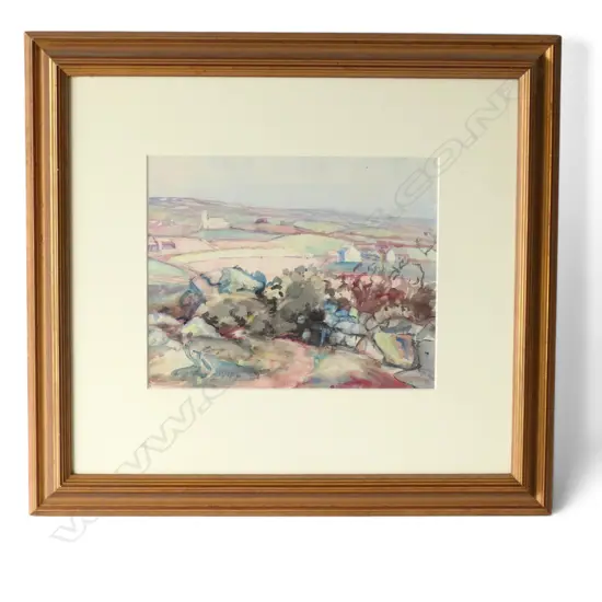 BEATRICE SEDDON, 'COTSWOLD LANDSCAPE' GOUACHE, 260 X 320MM