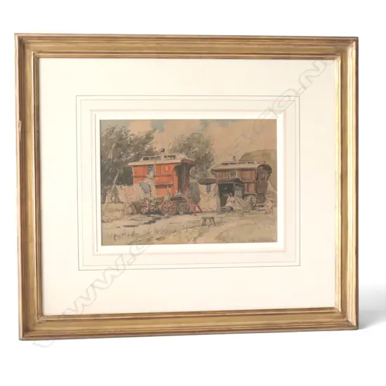 EDWARD LESLIE BADHAM, 'THE GYPSY ENCAMPMENT', WATERCOLOUR, SIGNED AND DATED 1930, 200 X 290MM