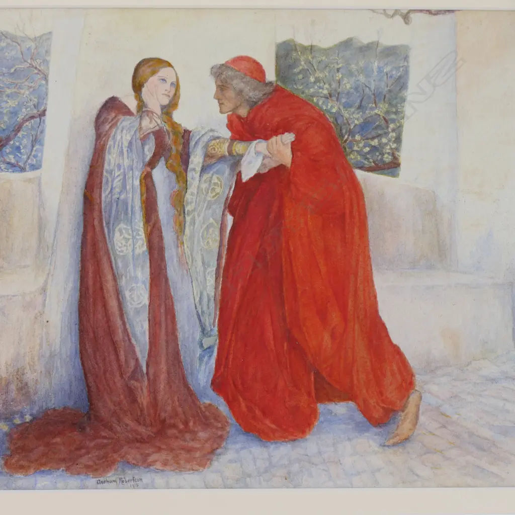 GRAHAM ROBERTSON (1866-1948) *POSSIBLY WALFORD GRAHAM ROBERTSON, DANTE & BEATRICE, WC, SIGNED & DATED 1915 220x340mm Image 1++