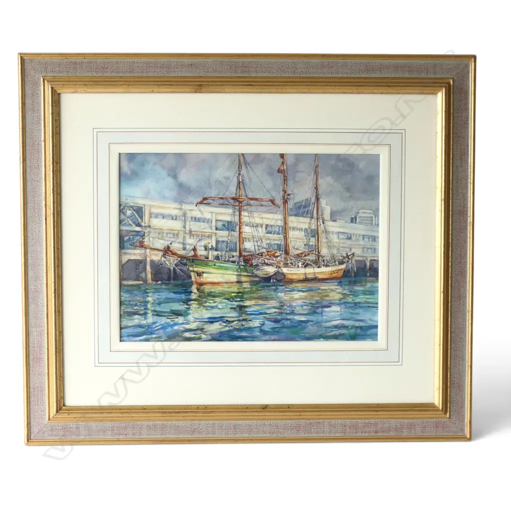 JOSEPHINE DAVIS, 'ANNA KRISTINA AND ANNA ROSA PREPARING FOR THE VOYAGE BACK HOME, WATERCOLOUR, SIGNED, 310 X 425MM Image 1++