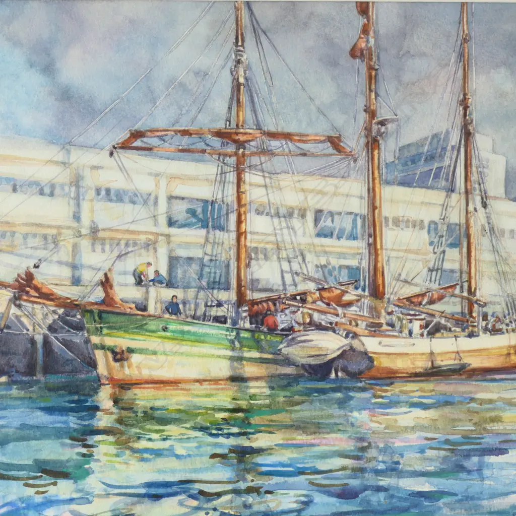 JOSEPHINE DAVIS, 'ANNA KRISTINA AND ANNA ROSA PREPARING FOR THE VOYAGE BACK HOME, WATERCOLOUR, SIGNED, 310 X 425MM Image 1++