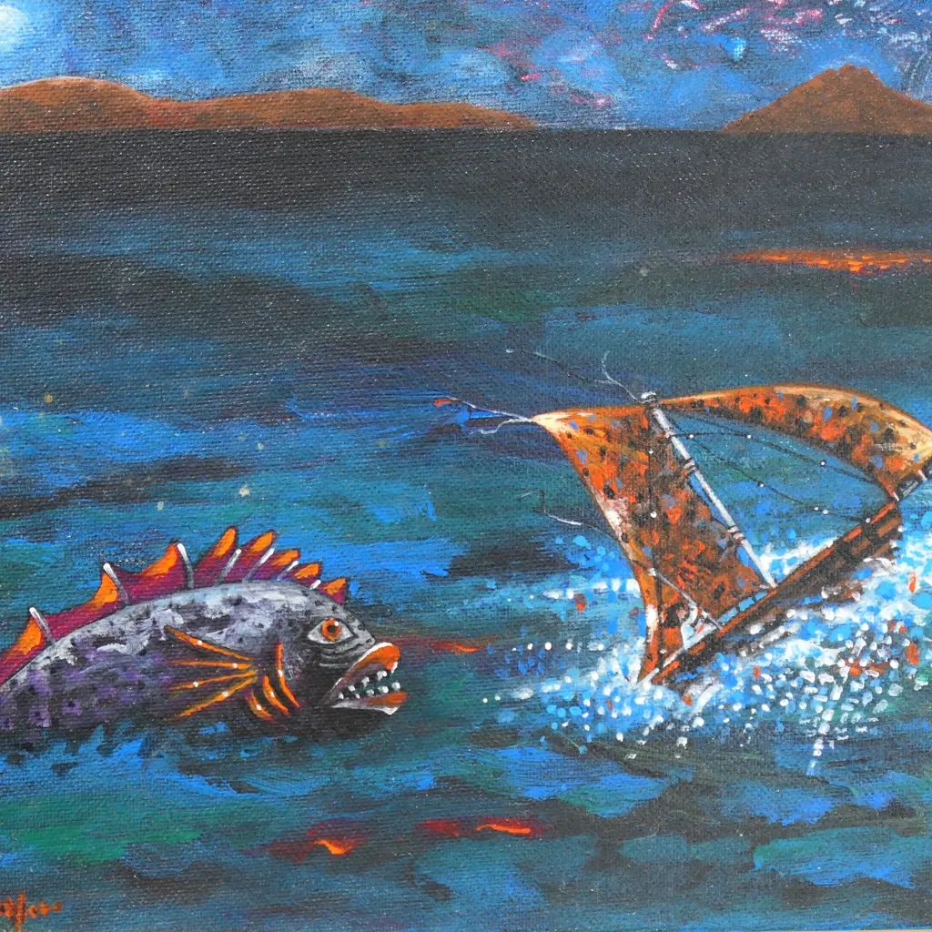 ALAN TAYLOR, 'JONAH' OIL ON CANVASBOARD, SIGNED, TITLED VERSO, 230 X 275MM Image 1++