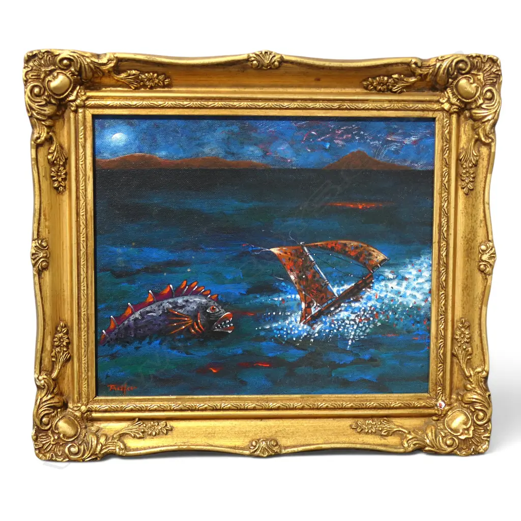 ALAN TAYLOR, 'JONAH' OIL ON CANVASBOARD, SIGNED, TITLED VERSO, 230 X 275MM Image 1++