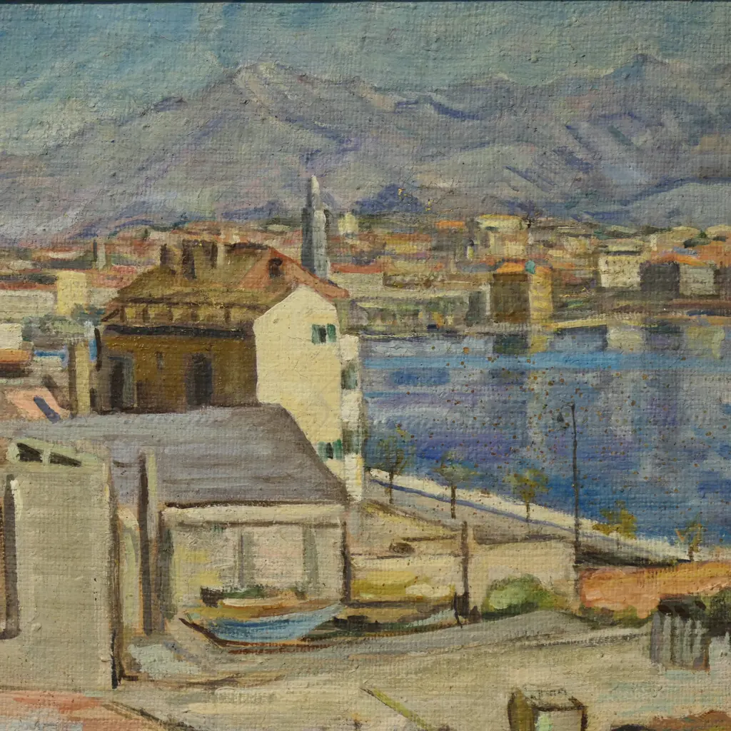 SIGNED LOWER RIGHT (CROATIAN ARTIST), TOWN SCENE, OIL ON BOARD, 450 X 660MM Image 1++