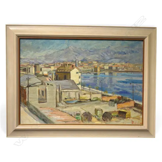 SIGNED LOWER RIGHT (CROATIAN ARTIST), TOWN SCENE, OIL ON BOARD, 450 X 660MM
