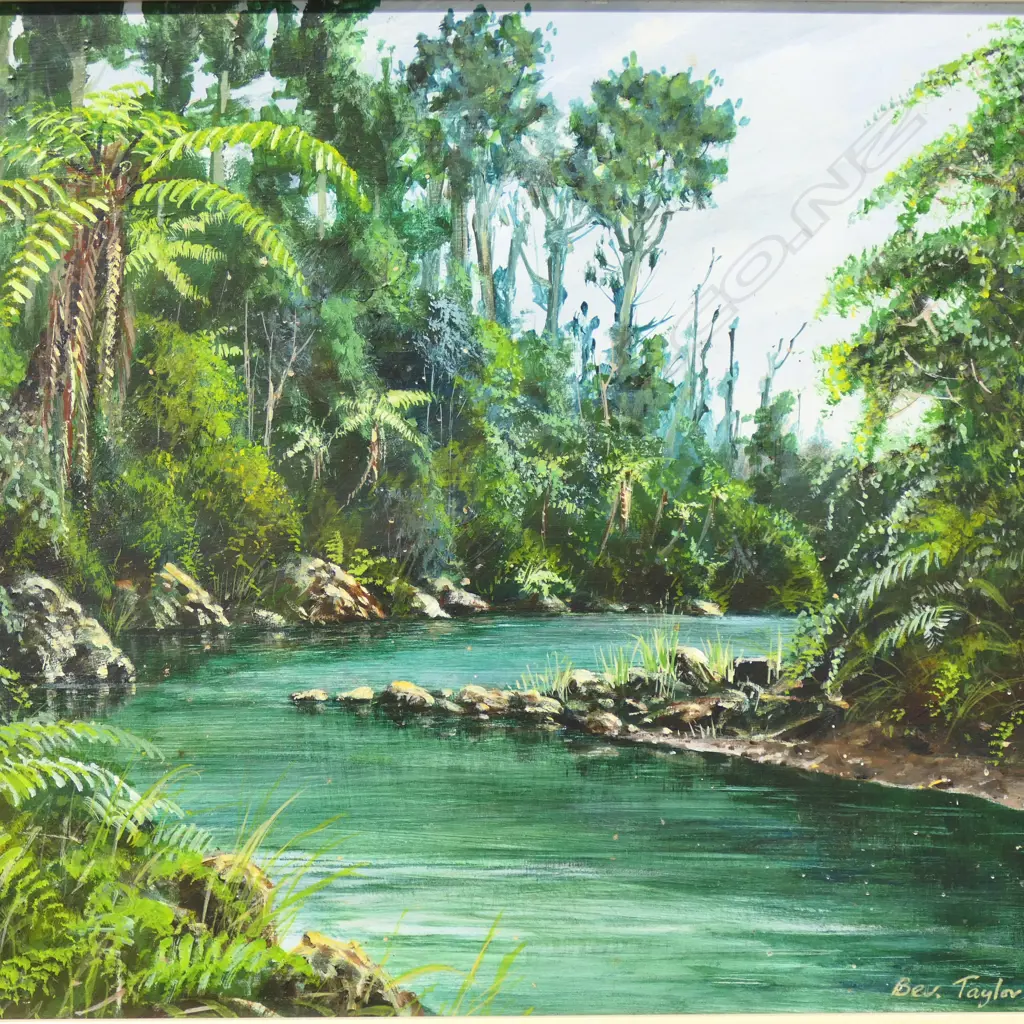BEV TAYLOR, STREAM 1979, ACRYLIC ON BOARD, SIGNED AND DATED, 285 X 365MM Image 1++