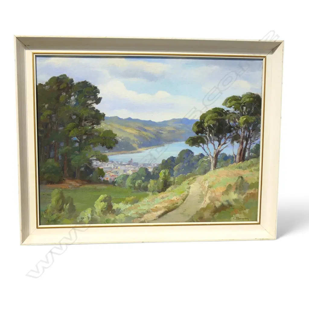 C.T LAUGESEN, VIEW THROUGH TREES, OIL ON BOARD, SIGNED, 375 X 495MM Image 1++