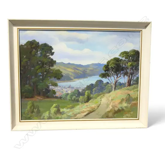 C.T LAUGESEN, VIEW THROUGH TREES, OIL ON BOARD, SIGNED, 375 X 495MM