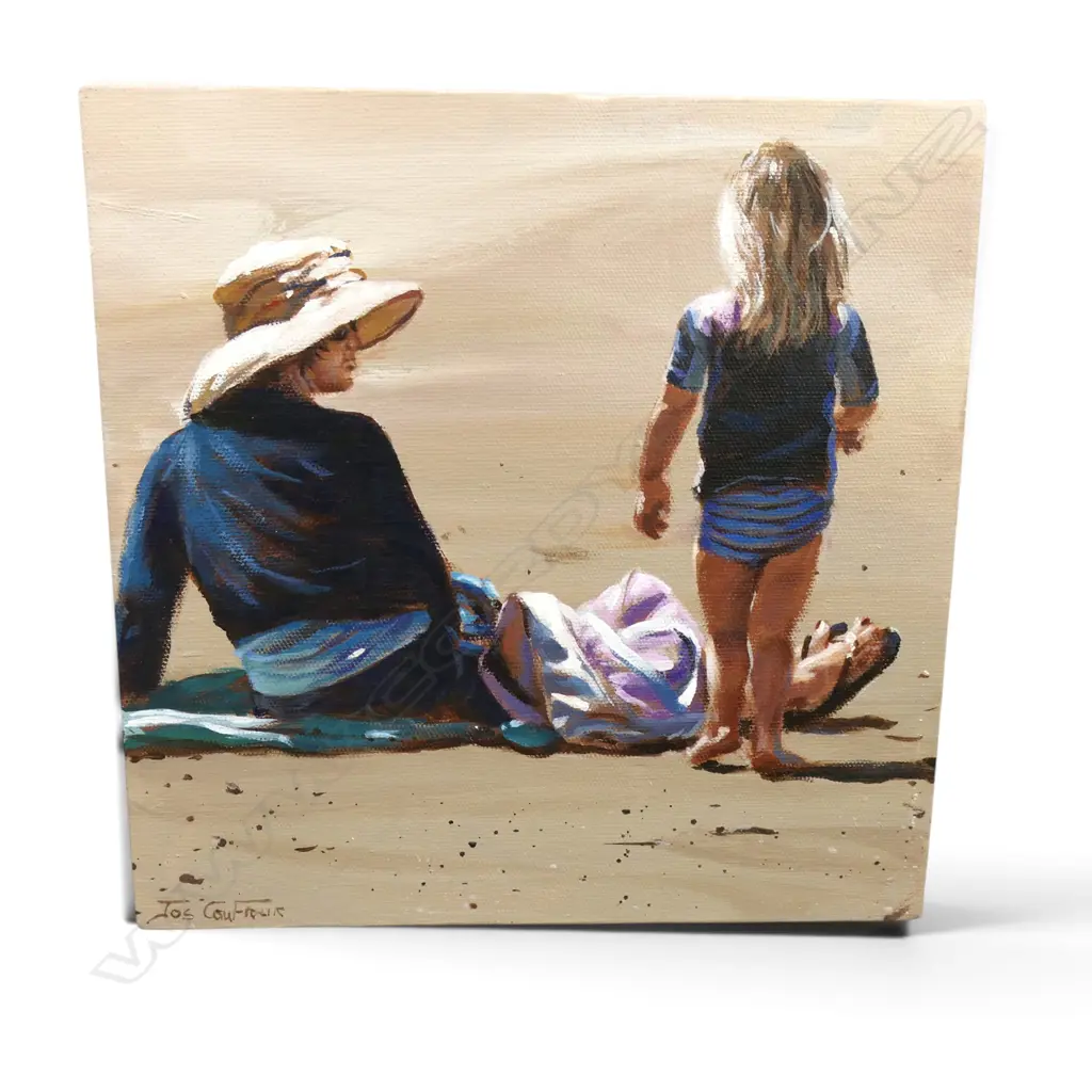 JOS COUFREUR 'MOTHER & DAUGHTER' ACRYLIC ON CANVAS 255x255mm Image 1++