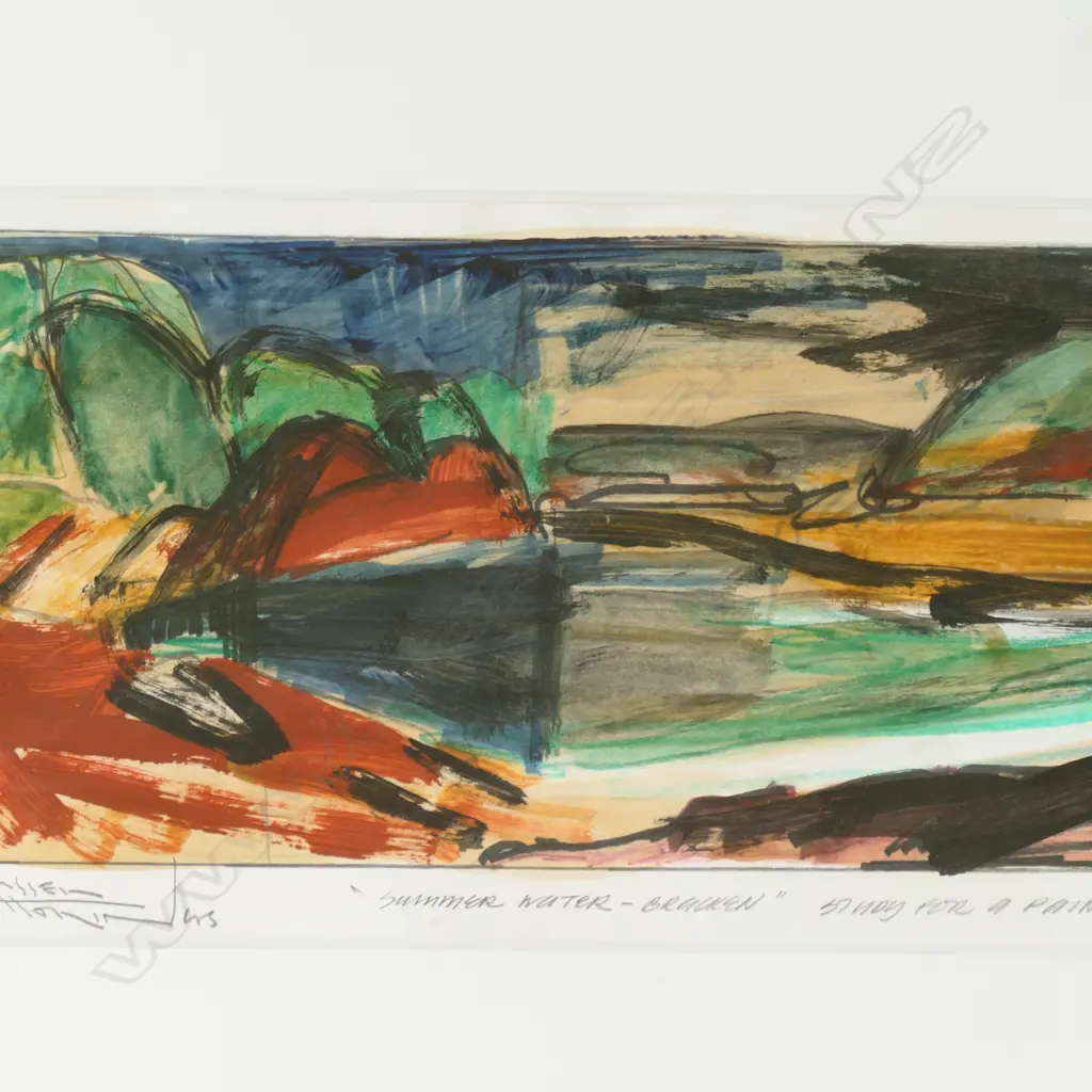 RUSSELL HOLLINGS, SUMMER WATER-BRACKEN, MIXED MEDIA, 185x350mm Image 1++