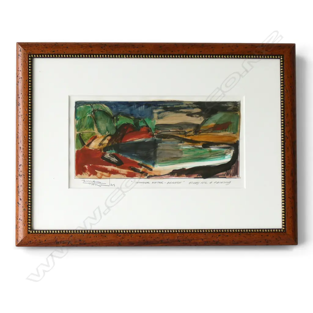 RUSSELL HOLLINGS, SUMMER WATER-BRACKEN, MIXED MEDIA, 185x350mm Image 1++