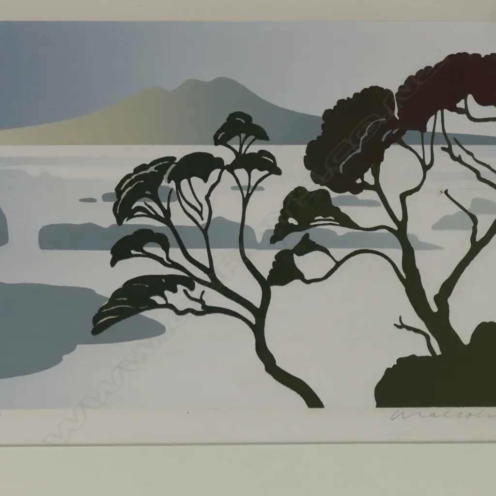 MALCOLM WARR 'FROM TAKAPUNA' SCREEN PRINT 21/150 SIGNED & DATED '83 210x400mm Image 1++