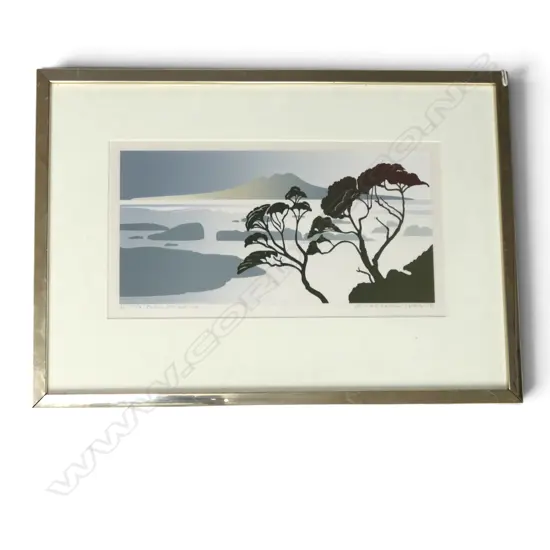 MALCOLM WARR 'FROM TAKAPUNA' SCREEN PRINT 21/150 SIGNED & DATED '83 210x400mm