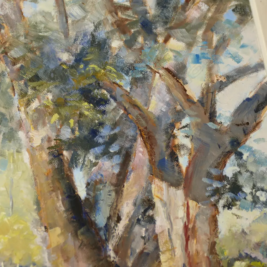 4 OIL ON BOARD TREE LANDSCAPES; GWEN CHARD, CYNTHIA WATSON 360x480mm Image 1++