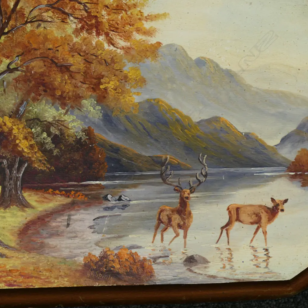 GEORGE GOLD SPINK PR OF OILS ON KAURI PANELS DEER MOUNTAIN SCENES 37CM X25CM Image 1++
