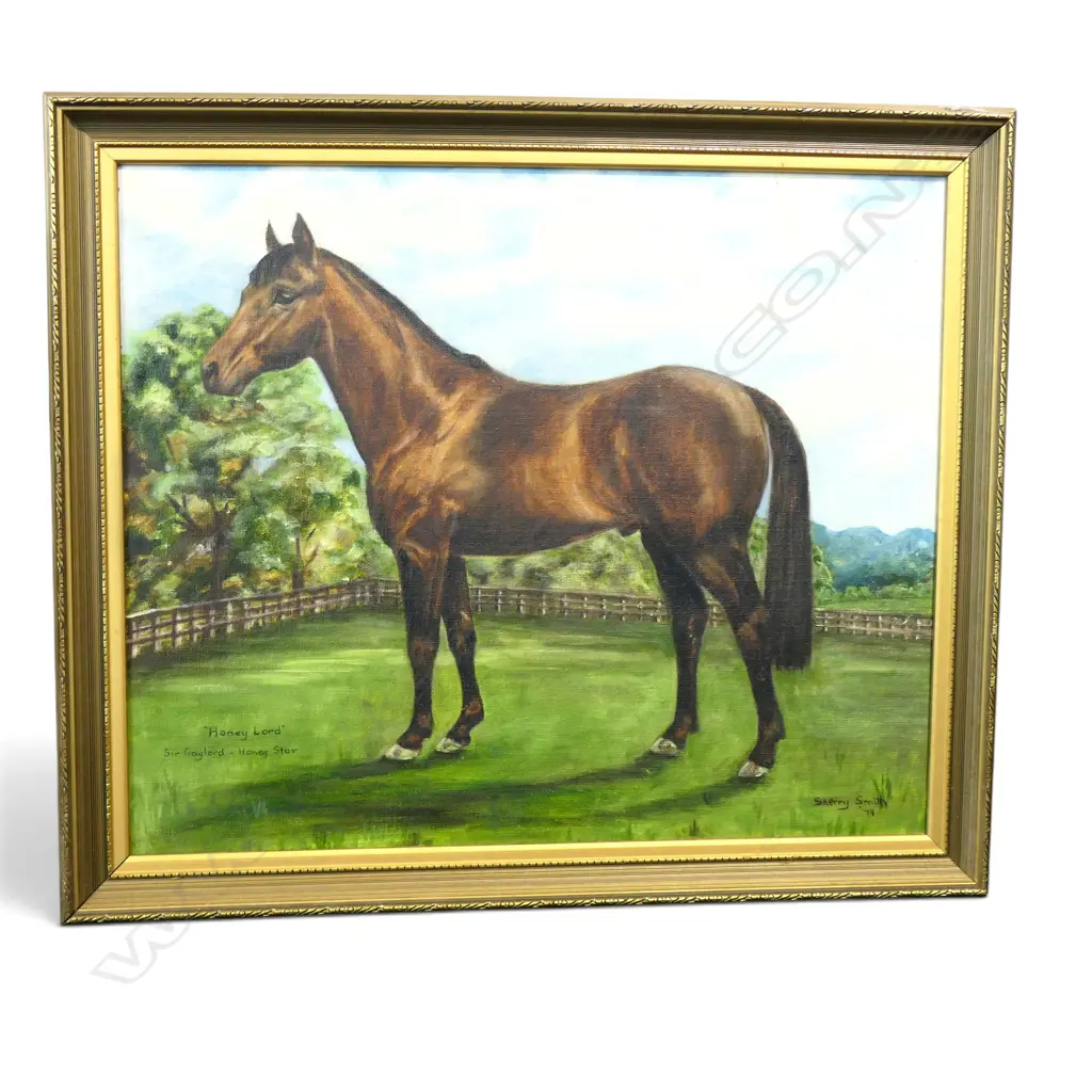 SHERRY SMITH  HORSE IN PADDOCK HONEY LORD  OIL ON CANVAS H320 L510MM Image 1++