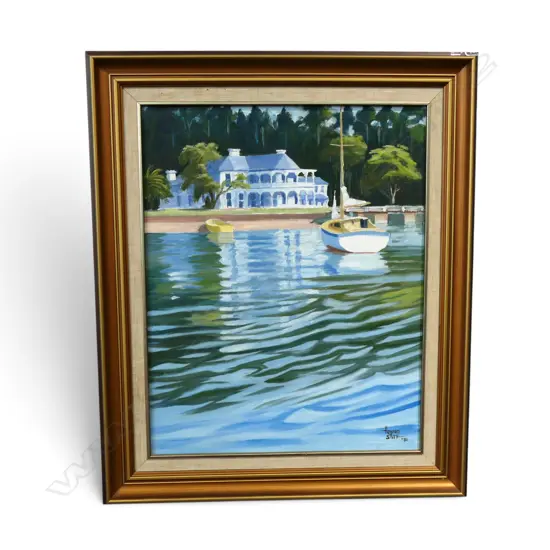 HOWARD SMITH 'MANSION HOUSE, KAWAU ISLAND' OIL ON BOARD, SIGNED & DATED '81 495x395mm