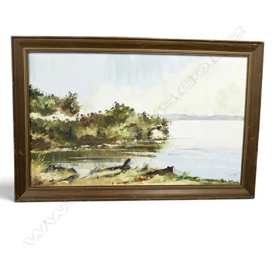 PETER J. WALLERS, 'INLET' 1974, ACRYLIC ON BOARD, SIGNED AND DATED, 390 X 655MM