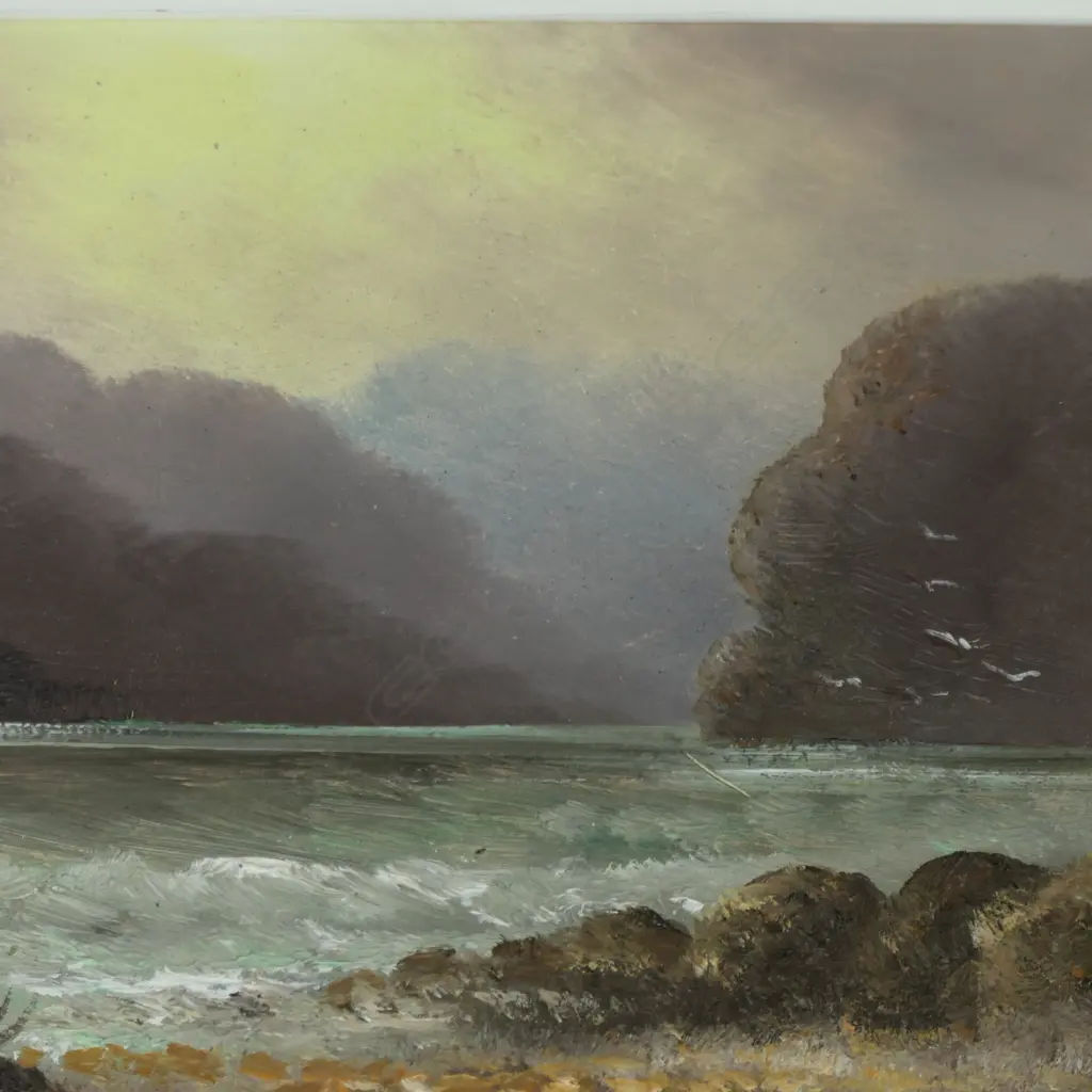 3 OIL ON BOARD LANDSCAPES, GEORGE SEARLE, CHAS. YOUNG 140x285mm, R. WATTS (ENGLISH LAKE) Image 1++
