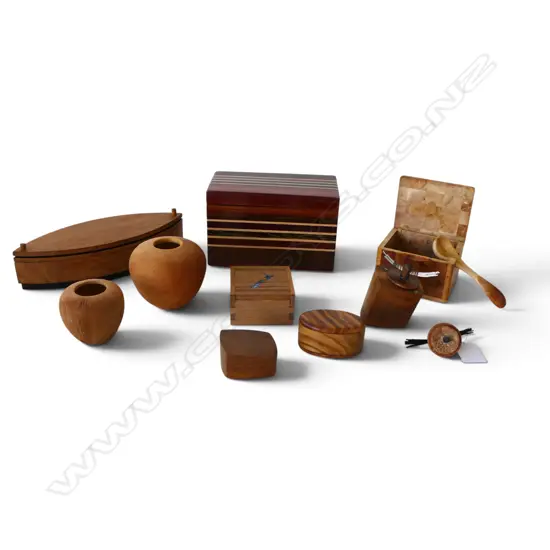 8 WOODEN LIDDED CONTAINERS W.155mm